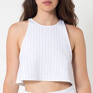 American Apparel lulu white open back top with pinstripes